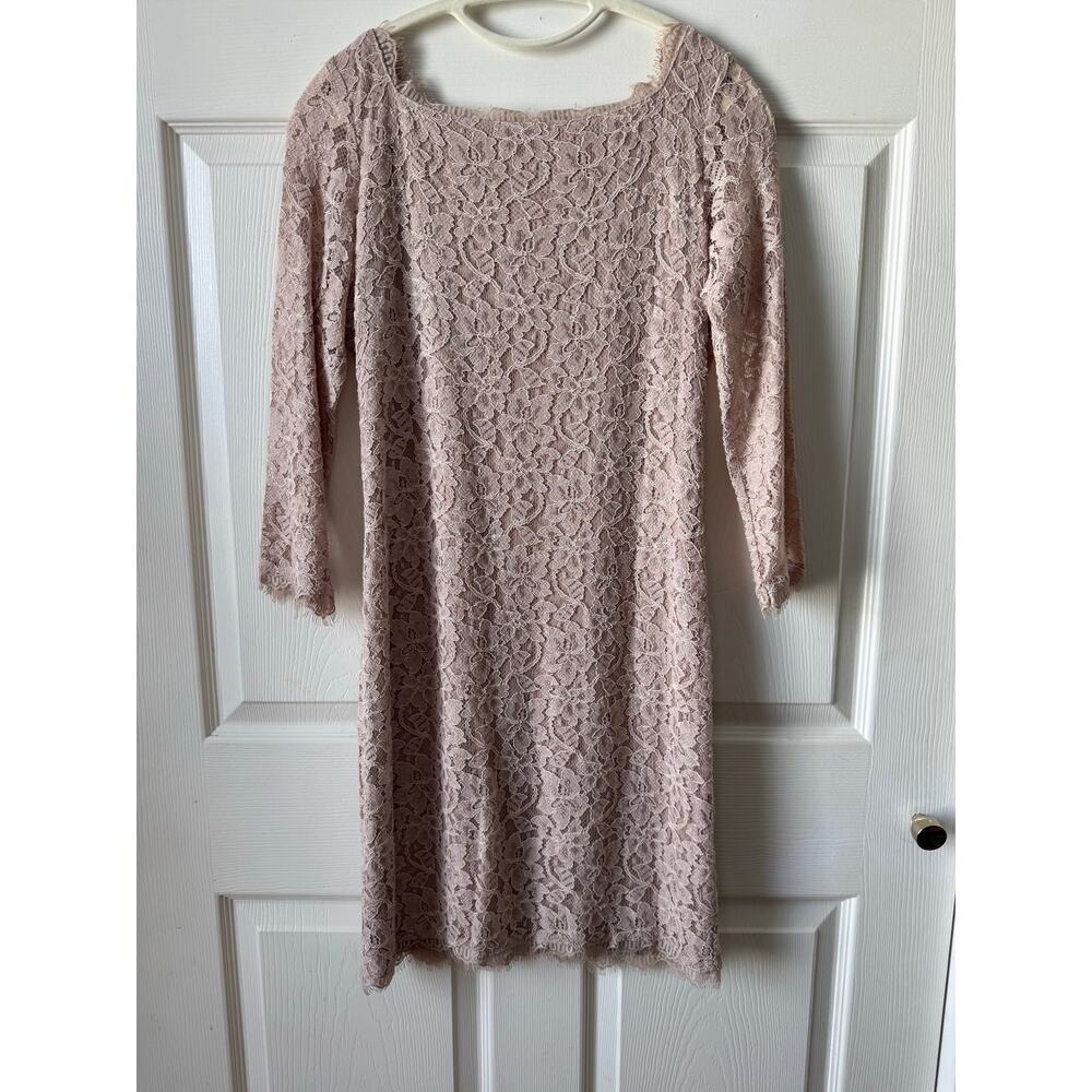 Diane von Furstenberg Zarita Blush Lace Sheath Dress Size 10 | Bridal Coquette